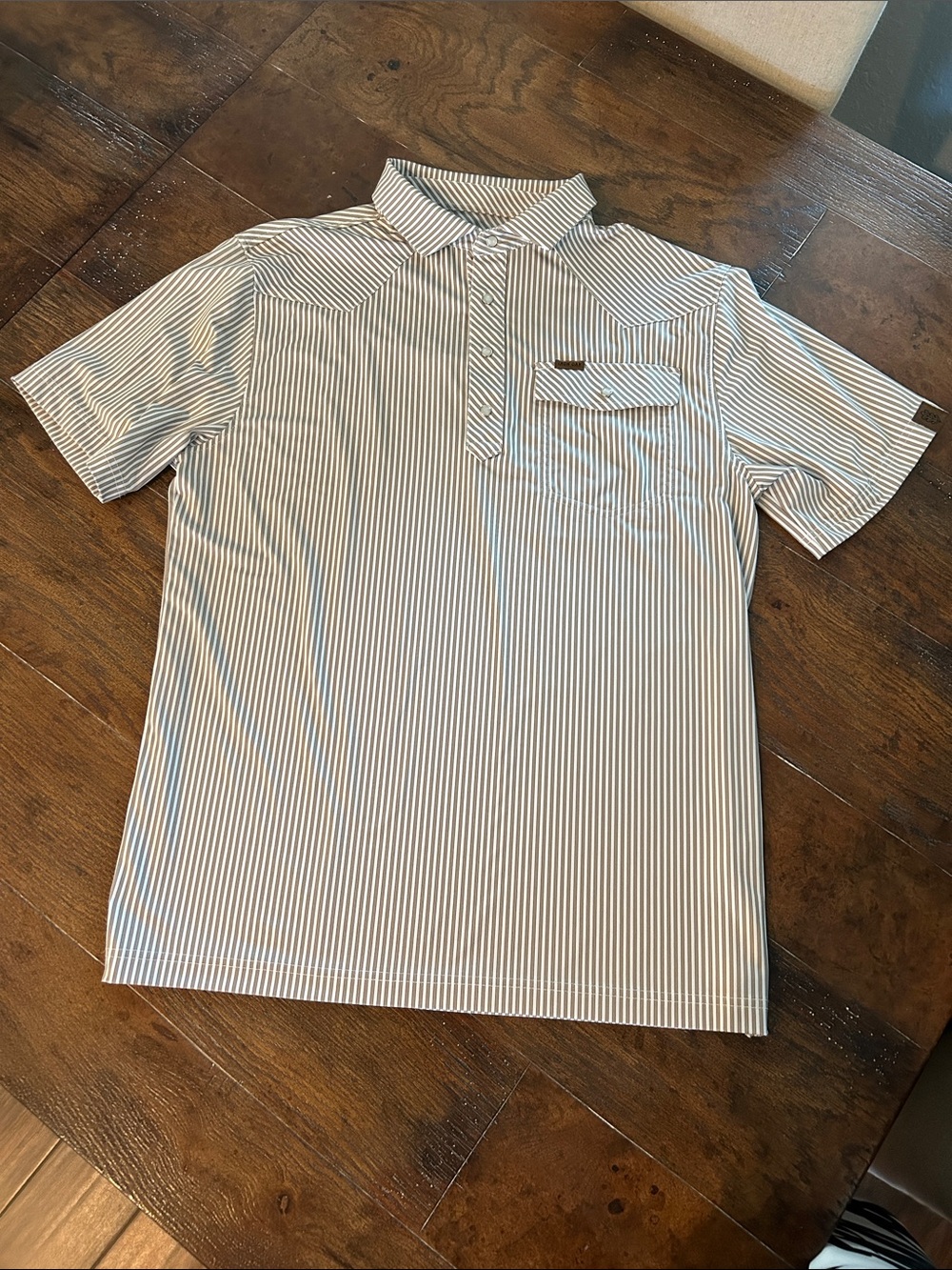 Iron Oak Emerson Pearl Snap Western Striped Polo Shirt Performance M